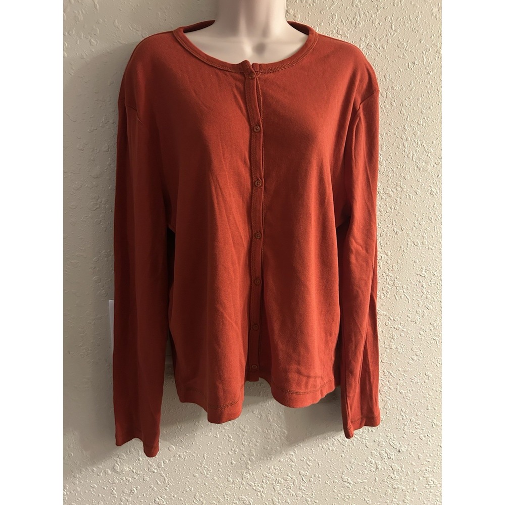 New Large Mountain Lake Button Front Metallic Collar Sweater Top #223*12